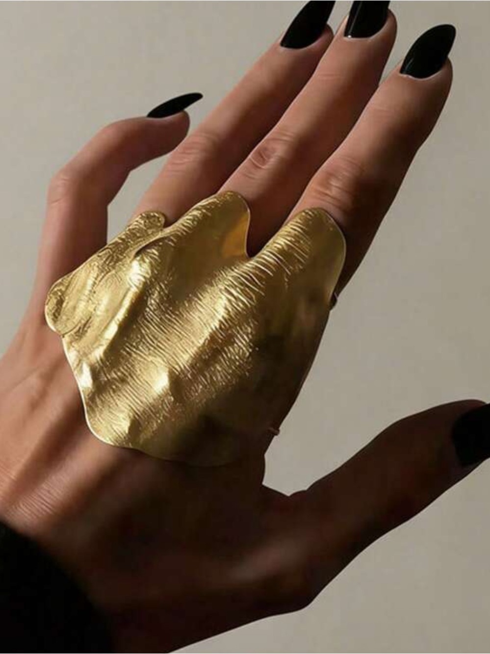 Bold Organic Shaped Statement Ring in Metallic Gold